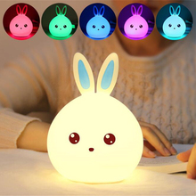 Cute Rabbit Silicone LED Night Light USB Rechargeable Baby Bedroom Night Lamp Touch Sensor Control Light for Children Gifts New 2024 - buy cheap
