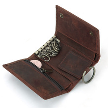 Cartera Vintage para hombre y mujer, organizador de llaves de cuero genuino con cremallera, monedero 2024 - compra barato