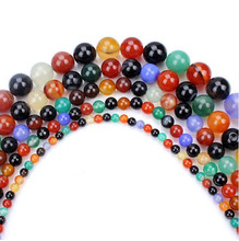 Miçangas espaçadoras redondas coloridas 4 6 8 10 12mm, acessórios de pedras naturais soltas, ajuste diy para fazer joias 2024 - compre barato
