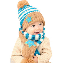 Conjunto de chapéu touca infantil 5 estrelas, toucas e cachecol, de malha, para meninos e meninas, envio grátis 2024 - compre barato