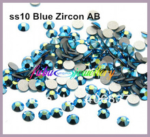 Free Shipping! 1440pcs/Lot, ss10 (2.7-2.9mm) Blue Zircon AB Flat Back Nail Art Glue On Non Hotfix Rhinestones 2024 - buy cheap