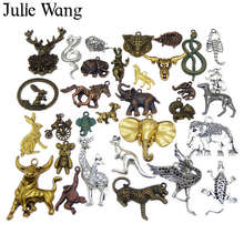 Julie Wang 20PCS Elephant Birds Horse Snake Rabbit Charms Randomly Send Alloy Animal Vintage Necklace Bracelet Jewelry Making 2024 - buy cheap