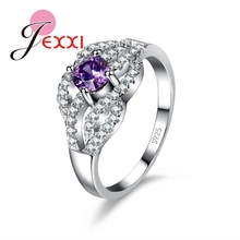 Women Luxury Wedding Engagement Shiny Rings Ladies 925 Sterling Silver Fashion Jewelry Purple CZ   Finger Ring Gift 2024 - buy cheap