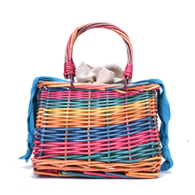 2019 Cute Rattan Bag Square Straw Bags For Women Summer Holiday Beach Bag Woven Basket Handbag Bohemia Handmade 2024 - buy cheap