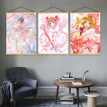 Wall Artwork Picture Home Decor Canvas Cardcaptor Sakura Anime Poster Modern Wooden Scroll Hanging Painting Living Room Print 2024 - buy cheap