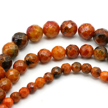 Orange faceted turkey Turkey Stone 6/8/10mm dimension optional round loose beads 15" DIY women jewelry making design 2024 - buy cheap