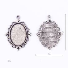 Fit 25x18mm Pendant Single Loop Flower Antique Silver Pendants Setting Cabochon Cameo Base Tray Bezel Blank DIY Jewelry  Finding 2024 - buy cheap