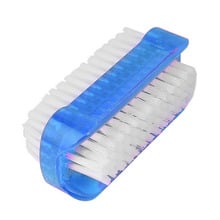 transparent blue color Plastic Double Sided Hand and Nail Scrubbing Cleaning Brushes Manicure Nail Dust Cleaner 2024 - buy cheap