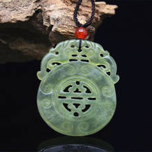 Natural XIUYU Stone Pendant Carved Hollow-out PIXIU and Peace buckle Pendant Necklace Women's Stone Jewelry Free Rope 2024 - buy cheap
