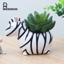 Roogo Cute Animal Flower Pot For Succulents Resin Home Garden Decor Flowerpot Creative Planter Pot For Desktop Decoration 2024 - buy cheap