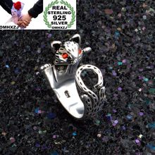 OMHXZJ venta al por mayor personalidad moda OL mujer chica fiesta boda regalo plata negro rojo gato abierto Taiyin anillo RN240 2024 - compra barato