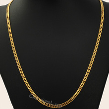 Женское и мужское золотое ожерелье, кубинский панцирный кубинский браслет, звеньевая Женская бижутерия, рождественские подарки, оптовая продажа, 3 мм LGN151 2024 - купить недорого