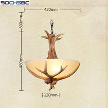 BOCHSBC European Resin Antler Pendant Light Metal Chain Retro Lamp for Living Room Parlor Dinning Room Chrismas Hanging Lamps 2024 - buy cheap