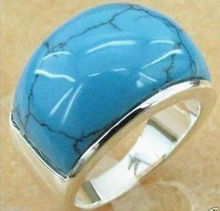 Free shipping Wholesale price 16new ^^^^Fashion Men's Large 925 Sterling Silver Blue  Ring Size 7/8/9/10 2024 - buy cheap