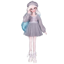 Fashion Sweater Gauzy Dress with Beret Lace Stockings for 1/3 BJD 60cm Dolls Accessories Gray 2024 - buy cheap