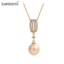 LUOTEEMI New Fashion Wholesale Jewelry Elegant Noble Bridal Pearl Pendant Necklace for Women Wedding Party Jewelry Accessories 2024 - buy cheap