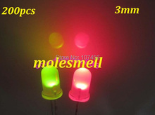 200pcs, 3mm Dual Bi Color Polar Changing Red/Green Led Diffused Leds 2-Pin led lamp light 2024 - buy cheap