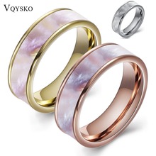 Two Color Fashion 316L Stainless steel jewelry Ring Natural Shell Wedding Rings for Women 2024 - buy cheap