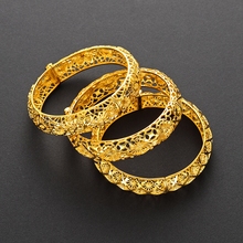 Brazalete hueco de oro amarillo para mujer, accesorios de boda, novedad 2024 - compra barato