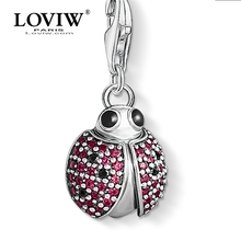 Ladybug pingente charmoso estiloso 2021 joias placa de prata presente fofo para mulheres meninas bracelete colar bolsa 2024 - compre barato