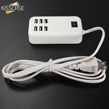 KISSCASE-concentrador de cargador de teléfono, 6 puertos USB, 25W, 5A, enchufe de pared de escritorio, toma de extensión de carga, adaptador de corriente para iPhone 2024 - compra barato