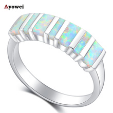 Ayowei Brand Design Wonderful White Fire Opa Silver Stamped Fashion Jewelry Ring for Women USA Sz #5#6#7#8#9#10 OR857A 2024 - buy cheap