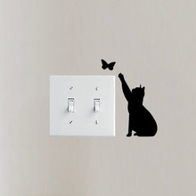 Adesivo de parede de vinil engraçado, adesivo para decoração de gato e borboleta para casa, mural de animais de estimação 3ss0033 2024 - compre barato