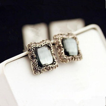 Hot Korean Fashion Jewelry Earrings Ms. Square Glass Crystal Earrings Earrings Wholesale Women 2024 - buy cheap