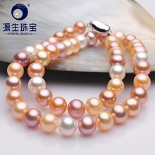 YS 8-9mm Mix Color Round Freshwater Pearl Chain Necklace Female Fine Jewelry 2024 - buy cheap