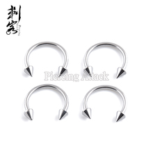 16 Gauge Stainless Steel Spike Horseshoe Circular Barbell Lip Rings 2024 - buy cheap