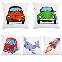 Hot Sale Pillow Lovely Cartoon aircraft rocket Car Vintage Almofadas 45X45CM Linen Pillow Decorative Linen Cushion Cover CR087 2024 - buy cheap