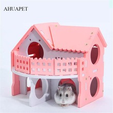 AHUAPET Hamster House Nest Small Animal Supplies Hamster Cage Guinea Pig Castle Double-decker Eco-friendly Chinchilla Products E 2024 - buy cheap