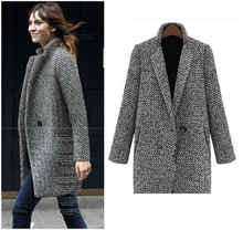 AISHGWBSJ Winter Women Woolen Slim Jacket Coat  Female Long Sleeve Single Button Warm Fashion Overcoat Grey New ZP273 2024 - buy cheap