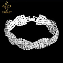 TREAZY Sparkly Silver Color Crystal Bracelets for Women Rhinestone Twisty Bracelets & Bangles Bridal Wedding Engagement Jewelry 2024 - buy cheap
