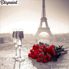 Cuadro de diamantes 5D para manualidades con perforaciones cuadradas/redondas "torre de París flor" bordado 3D punto de cruz 5D decoración del hogar A11656 2024 - compra barato