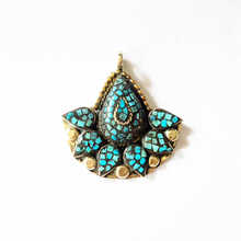 TBP356 Nepal Vintage Hand Jewelry Brass Inlay Turquoises Color Stone Tibetan Fashion Jewel 2024 - buy cheap
