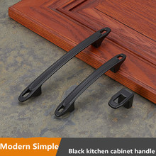 96mm 128mm Modern simple black  kitchen cabinet cupboard door handle retro black dresser drawer knob 5" solid cabinet pulls 2024 - buy cheap