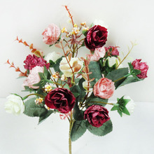 1 ramo de flores rosas de 21 cabezas, hoja de flores artificiales de seda Rosa concisa para boda, fiesta, hogar, decoración de jardín, flores falsas 2024 - compra barato