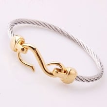 Wholesale Or Retail Stainless Steel Silver Color Gold Color Thin Wire Rope Chain Womens Mens Cuff Bangle Bracelet Charms Jewelry 2024 - buy cheap