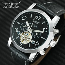 JARAGAR Top Brand Luxury Automatic Watch Men Tourbillon Sub-dials Display Mechanical Calendar Watches Genuine Leather Strap 2024 - buy cheap