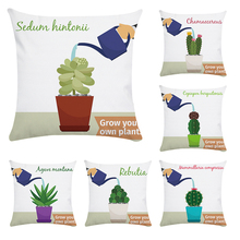 Tropical Plants Cactus Watering Cotton Polyester Colorful Decorative Pillow Case Chair Square Waist and Seat 45x45cm CR018 2024 - buy cheap
