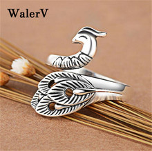WalerV New  Peacock Open Rings For Women Vintage Style Lady Prevent Allergy Sterling--jewelry Ring Gift 2024 - buy cheap