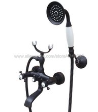 Black Oil Rubbed Brass Bathroom Tub Faucet W/Hand Shower Sprayer Clawfoot Mixer Tap Wall Mounted Ktf611 2024 - buy cheap