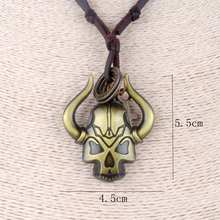 New Factory Outlet Leather Skelotaur Shape Pendant Necklace Leather Rope Band The skull Necklaces Men Women Punk Jewelry 2024 - buy cheap