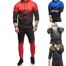 Autumn Hip Hop Hooded Zipper Jacket Coat Hoodies Men Gradient Fashion Tracksuit Hoodie Sweatshirts Set Plus Size 3X 8J0496 2024 - buy cheap