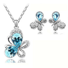 quality Crystal Butterfly Pendant necklace earrings Brand fashion Jewelry set lover girl gift dropshipping wed birthday office 2024 - buy cheap