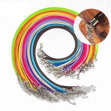 10pcs/lot 1.5mm Colorful Wax Leather Cords Charm Chains 45+5cm Round Pendant Rope Chains With Lobster Clasp DIY Jewelry Making 2024 - buy cheap