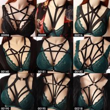 Sutiã de corpo com tiras, pentagrama preto, cinta envelhecida, bondage para mulheres, lingerie macia, punk, gótico, tamanho grande, festival rave 2024 - compre barato