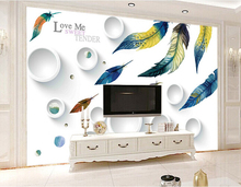 The custom 3D murals,3D stereo beautiful feather fashion abstract background wall,living room sofa TV wall bedroom wall paper 2024 - buy cheap