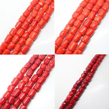 Mini. pedido é $7! ângulo de coral vermelho laranja facetado de prender tubo de freeform, miçangas soltas espaçadoras 15" 2024 - compre barato